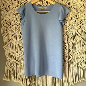 Ann Taylor Loft Periwinkle Blue Knit Flutter Sleeve Tank Top